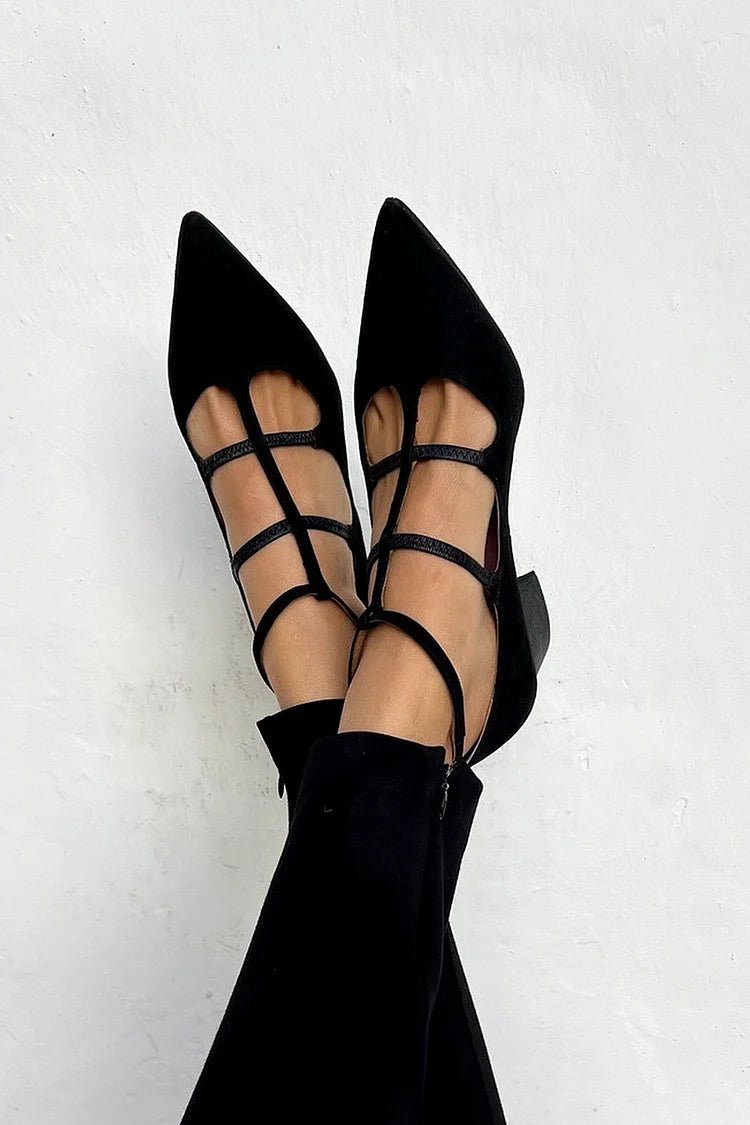 BENEDETTA | Elegant pointed lace-up ballerinas for a refined look